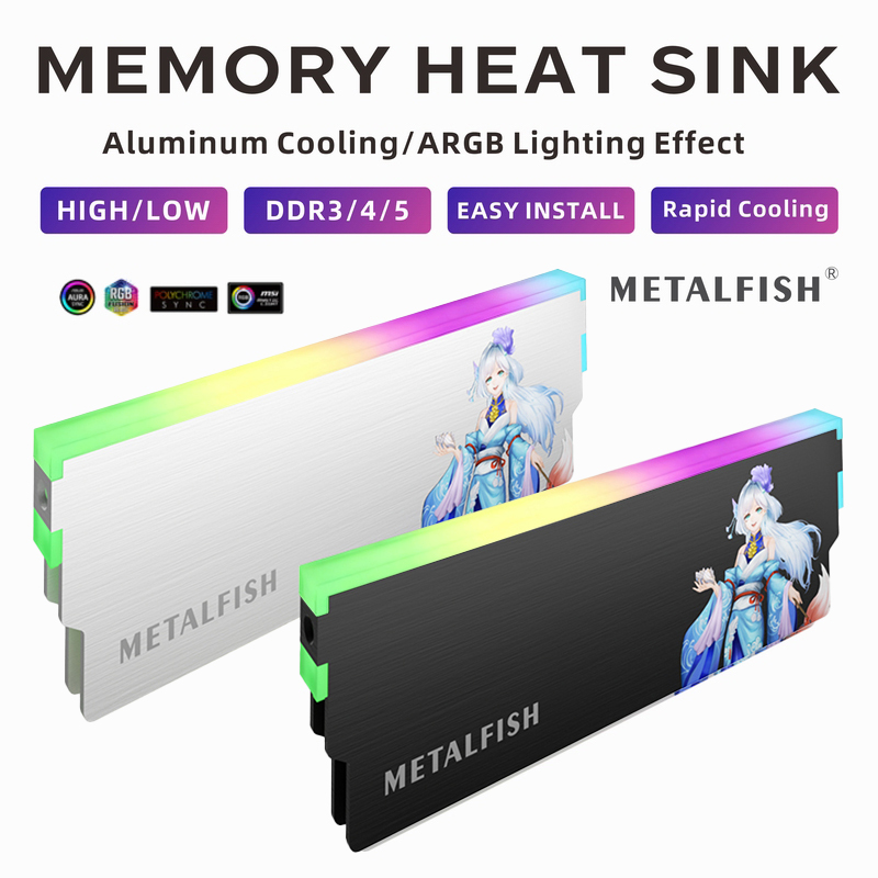 Aluminium Extrusion - METALFISH DRAM Heatsink 5V-3PIN ARGB DDR3